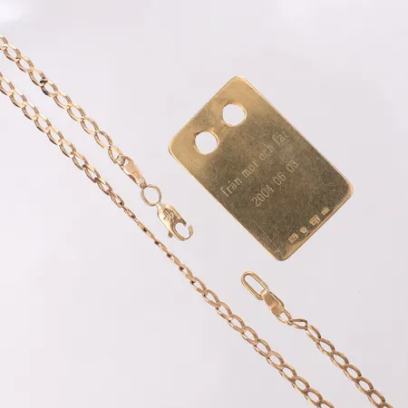 Kedja, Hänge, defekt, gravyr 18K 11,6g Vikt: 11,6 g