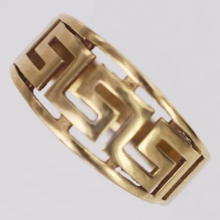 Ring meandermönster stl:17½, bredd 4,3-10mm, 14K Vikt: 3,2 g