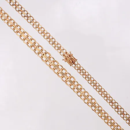 Collier doserad X-länk, längd 43,5cm bredd 6,3-9mm. 18K Vikt: 30 g