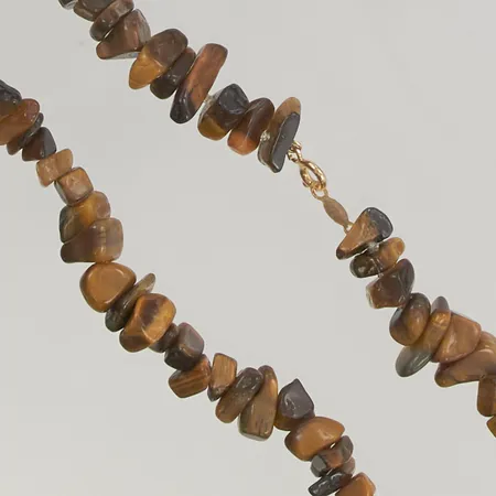 Stencollier tigeröga 42cm bredd ca 6-8mm, lås i 14K ca 0,6g.