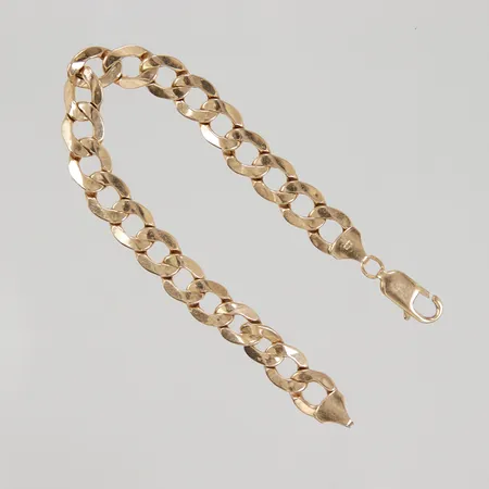 Armband gles pansar 19,5cm, bredd 9mm, ihålig, ojämnheter, glapp i lås, 14K Vikt: 11,2 g