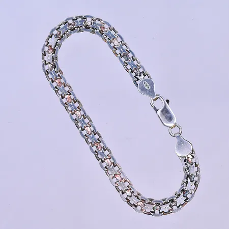 Armband X-länk längd 18cm bredd 6mm silver 925/1000. Vikt: 9,3 g
