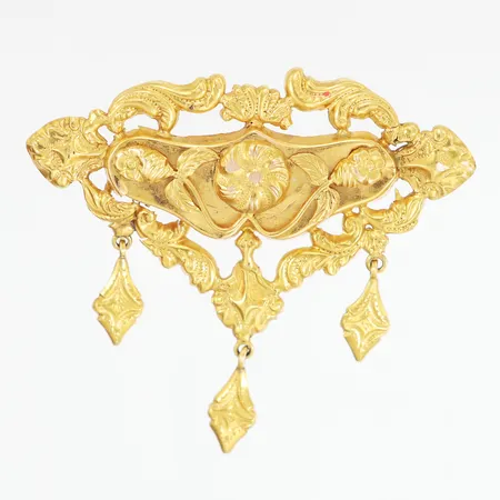 Brosch genombruten design 57x50mm, lagningar, 14K Vikt: 5,4 g