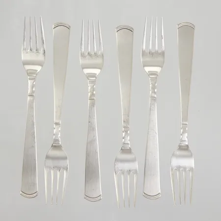 6 Smörgåsgafflar Rosenholm 13,5cm, GAB år 1990, silver 830/1000, Vikt: 106,4 g