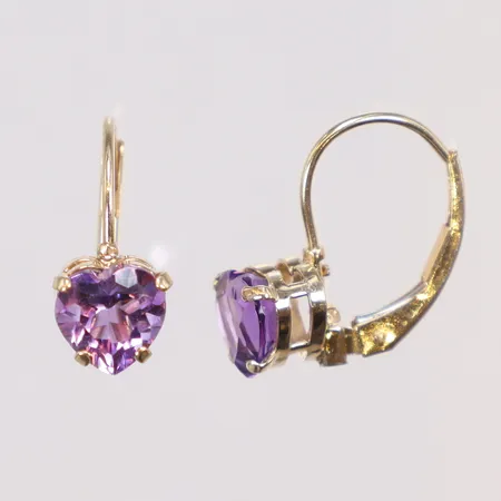 Ett par Örhängen med lila stenar 6x15mm 14K Vikt: 1,4 g
