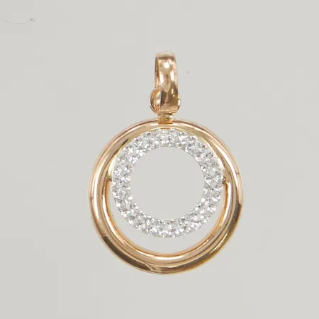 Hänge 14mm vita stenar 18K 0,4g.