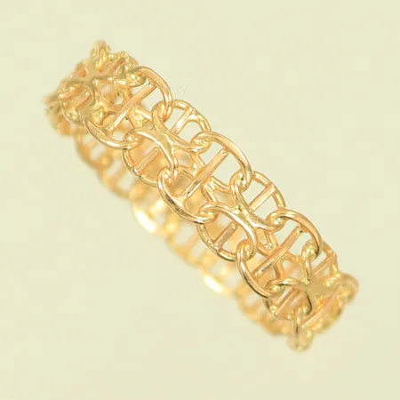 Ring x-länk med stav, 19½, bredd 5,5mm, ostämplat 18K Vikt: 2,2 g