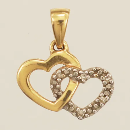 Hänge hjärta med diamanter 5xca0,005ct, längd 15mm inkl ögla bredd 12mm 18K Vikt: 0,8 g
