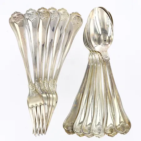 12 Bordsbestick 18cm modell Sachsisk, silver 830/1000 Vikt: 552,6 g