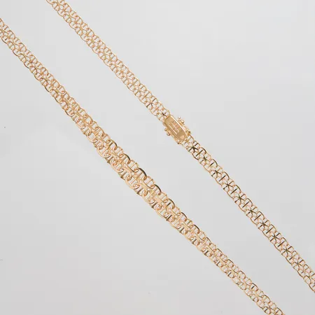 Collier doserad Bismarck längd: 43,5cm, bredd: 5,5-9,1mm, svenska stämplar, 18K Vikt: 17,7 g
