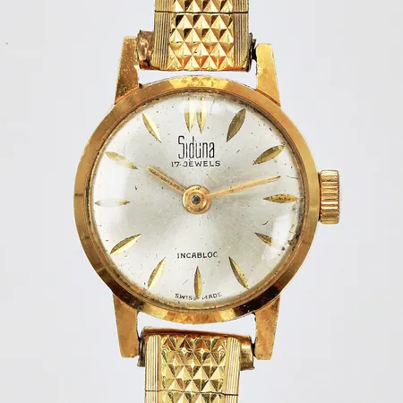 Damur Siduna Ø ca17mm manuell serienr 123465 18K med länk i doublé längd: ca 16-16,5cm bredd: ca 3-6mm