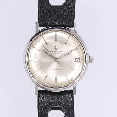 Herrur Certina automatic "Blue Ribbon", Ø 34mm, nr 58011024711417, datum, något repigt glas, med läderband, box  