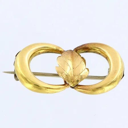 Brosch 31x16mm ihålig, nål i metall, defekt, 18K Vikt: 2,3 g