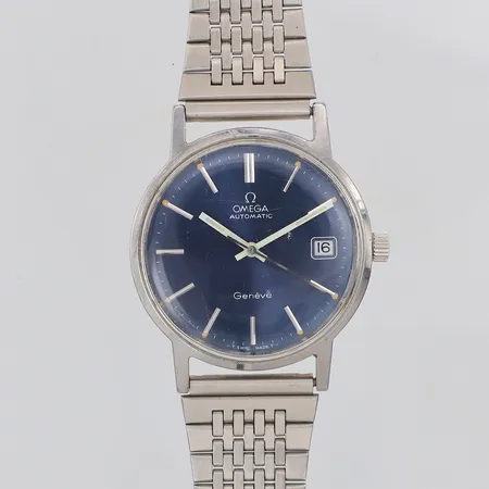 Herrur Omega automat Ø35mm caliber 1012 verknr 38 885985 stål, boettnr 166 0163 armband viklås, stål, två stötmärken på glaset små repor