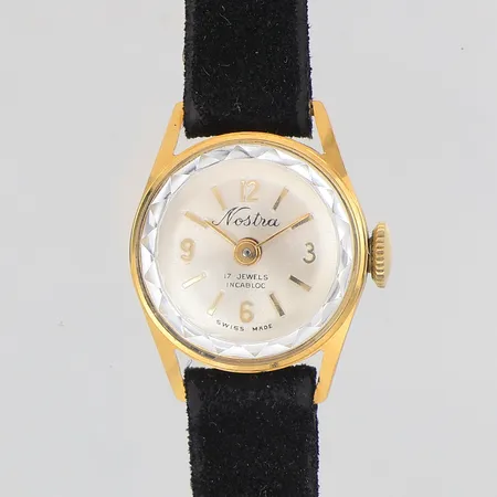 Damur Nostra manuell 18K Ø16mm, slitet läderband, bruttovikt 7,2g Vikt: 0 g
