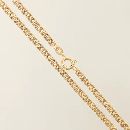 Collier Bismarck längd 51,5cm bredd 3,3mm något vriden länk 18K Vikt: 14 g på auktion i Solna hos Pantbanken Sverige