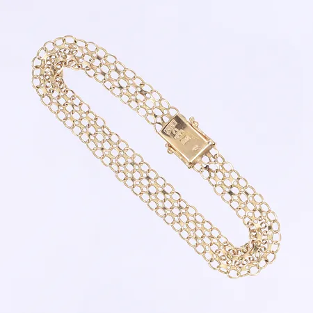Armband X-länk längd 19cm, bredd 8mm, svenska stämplar, kistlås, 18K Vikt: 7,9 g