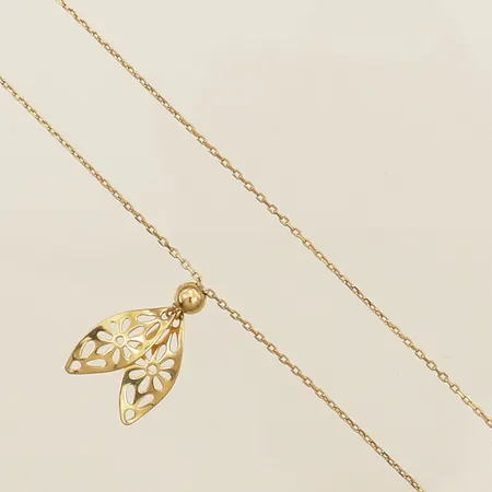 Collier längd ca 66cm bredd 0,8mm hänget ca 25mm GHA 18K Vikt: 2,8 g