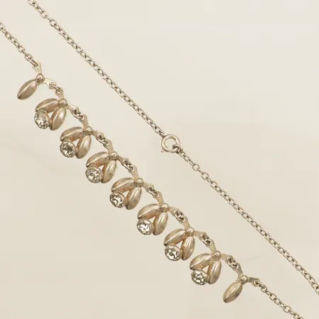 Collier med vita stenar längd 39,5cm, bredd 2,9-15mm Hermann Siersbol Danmark silver 925/1000 Vikt: 12,7 g