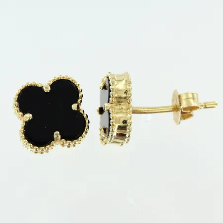 Örhängen 7x7mm svart sten, obs! ej märkesdesign, 18K Vikt: 1,5 g