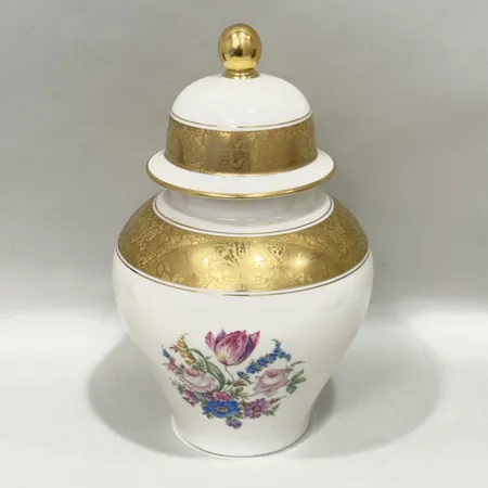 Lockurna Rosenthal med blomdekor höjd ca 26cm inklusive lock  Skickas med paket.