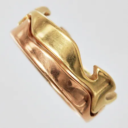Ring Georg Jensen Fusion två delar stl: ca 17 bredd: ca 7mm för båda ihop gult guld/rött guld 18K Vikt: 8,6 g
