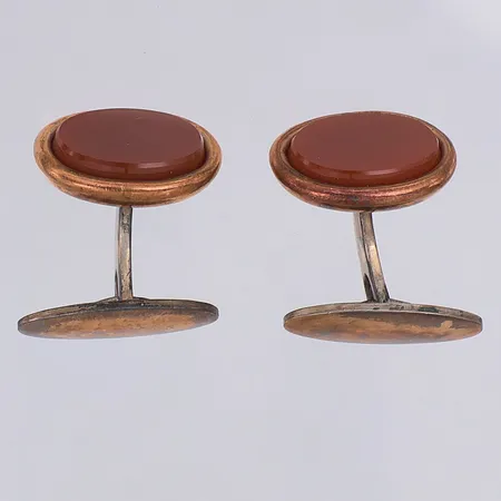 Ett par manschettknappar kalcedon 20mm, 835/1000 silver Vikt: 10,2 g