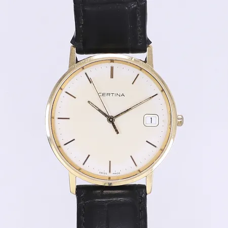  Herrur Certina quartz, Ø33mm, datum, 14K i boetten, Bruttovikt: 28g