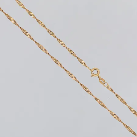 Kedja Singapore Guldfynd längd 46cm bredd 2mm, 18K Vikt: 3,5 g