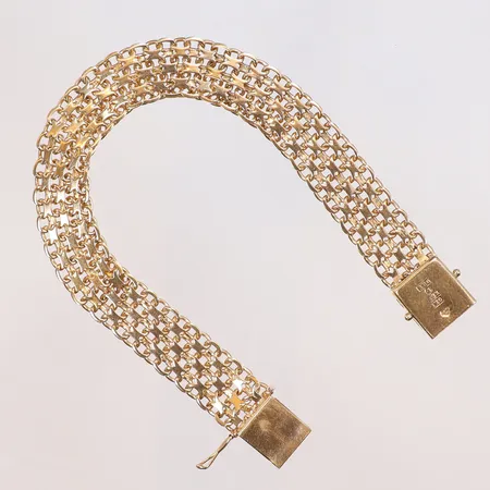 Armband X-länk 19,5cm bredd 12mm, saknar en låsåtta stämplad BHG 18K Vikt: 24,2 g
