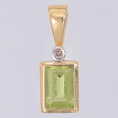 Hänge diamant ca 0,008ct peridot 13mm, 14K Vikt: 0,8 g