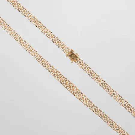 Collier doserad X-länk med stav längd: 44cm bredd: ca 6,2-7,6mm, Stockholm, 1976, 18K Vikt: 18,6 g