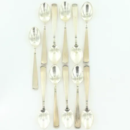 11 kaffeskedar Rosenholm längd 11cm, putsrepor, skevheter, silver 830/1000. Vikt: 138,1 g
