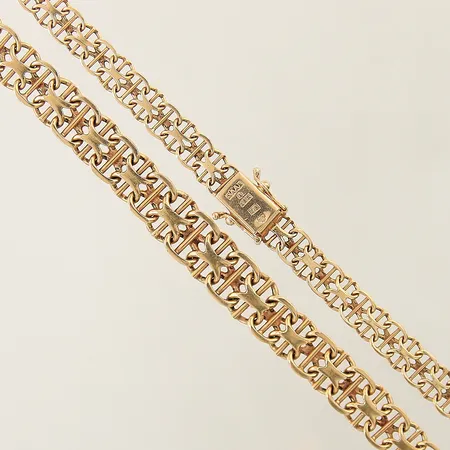 Collier doserad X-länk med stav längd 42,5cm bredd 6,2-9mm 18K Vikt: 26,3 g