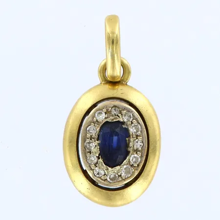 Hänge med blå och vita stenar, längd 26mm, bredd 18mm, 18K Vikt: 6,7 g