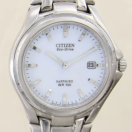 Herrur Citizen Eco-Drive WR 100 stål quartz ref-nr:GN-4-S serie-nr:540209 Ø36mm stållänk datum safirglas, repig länk samt boett, i behov av batteribyte, extra länkbitar inköpskvitto från Ur & Penn, inga övriga tillbehör