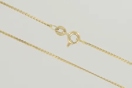 Halskedja längd 42 cm bredd 1 mm, 18K Vikt: 3 g på auktion i Växjö hos Pantbanken Sverige