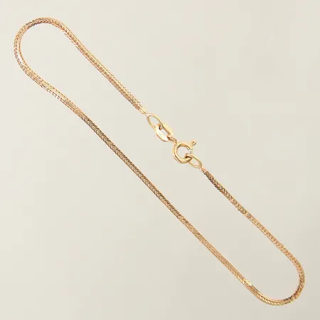 Armband Rävsvans Balestra längd 18,5cm bredd 1,2mm en skev länkbit 18K Vikt: 1,8 g på auktion i Solna hos Pantbanken Sverige