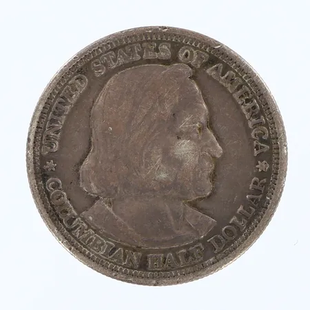 Mynt half dollar Columbian Exposition, år 1893, 900/1000 silver Vikt: 12,4 g