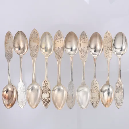 10 Kaffeskedar modell Tornedal 12cm, silver 830/1000 silver Vikt: 136,8 g