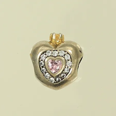 Berlock hjärta med krona och stenar, ca12x12mm, Silver 925/1000 Vikt: 3,7 g