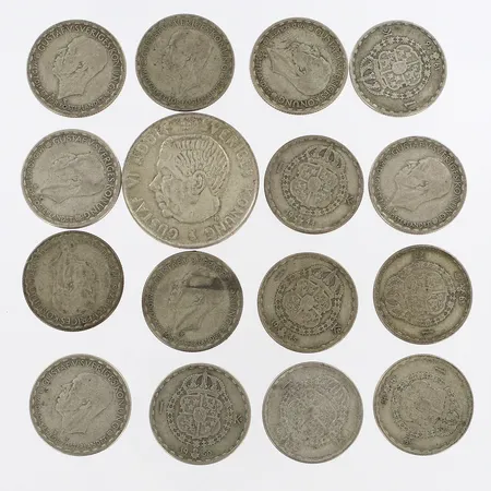 16 Mynt silver 400/1000 Vikt: 122,3 g