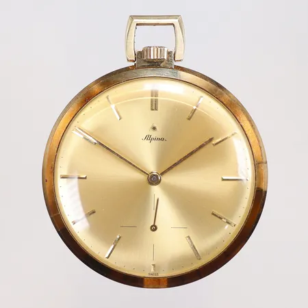 Fickur Alpina, Ø47mm, boettnummer: 820371, verknummer: 701996, 14K i boett, bruttovikt 55,4g Vikt: 55,4 g
