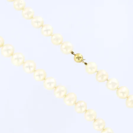 Pärlcollier längd: 43,5cm, bredd: 10,5mm, mildare slitage på pärlorna, lås i 18K