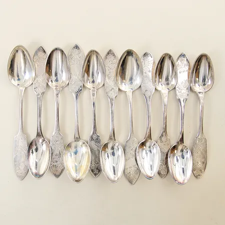 11 Kaffeskedar Tornedal 12,5cm gravyr silver 830/1000 Vikt: 148,8 g