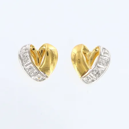 Örhängen med vita stenar, hjärta, 8x8mm, vitguldsdetalj, 18K Vikt: 1,1 g
