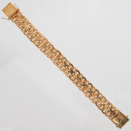 Armband X-länk längd 21cm bredd 18mm, Boliden, Stockholm 1955, 18K Vikt: 107,1 g