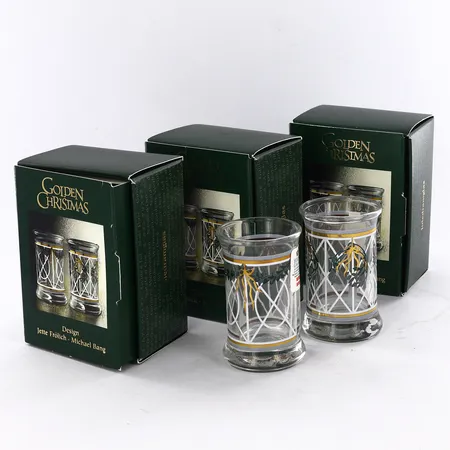 6 snapsglas Holmegaard, höjd ca 6cm, fint skick, originalföpackning, 