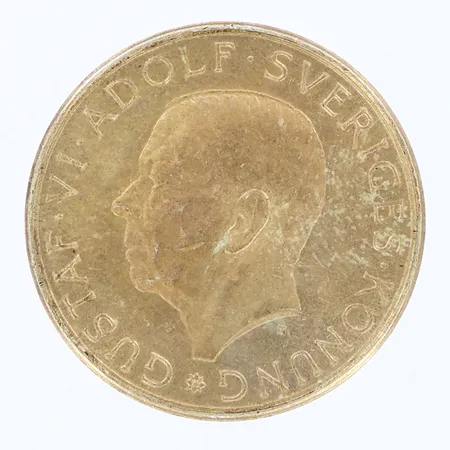 Mynt 10-kronor Gustaf VI Adolf, Ø31mm, plikten framför allt, 1882-1972, 830/1000 Silver Vikt: 18 g