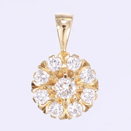 Hänge med diamanter 1 x ca 0,23ct och 7 x ca 0,04ct, längd 18mm, bredd 12mm, 18K Vikt: 2,3 g